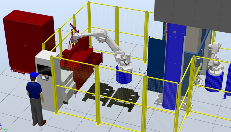 Realizové pracoviště s roboty ABB pro kování a kalení dílců
